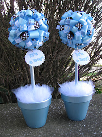 Banana Lala: {It's A Boy!} Baby Shower Topiaries in Light Blue and Brown