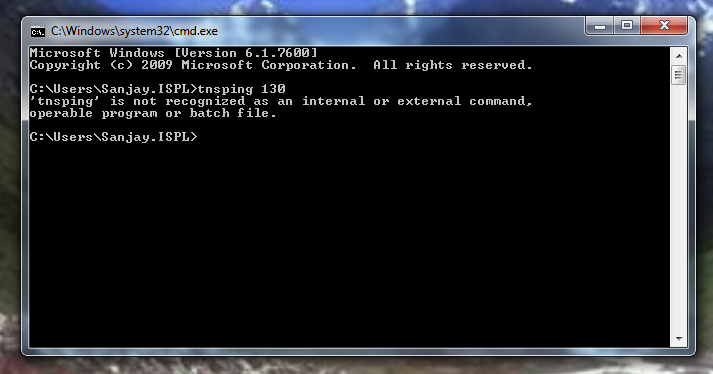 TNSPING is not recognised as an internal or external command