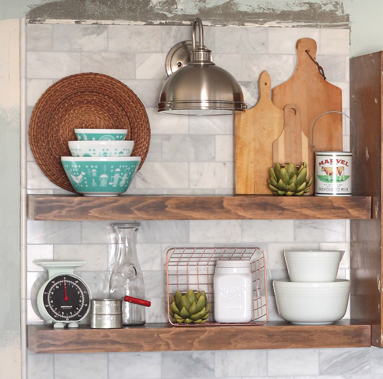 The Craft Patch How to Install Floating Kitchen Shelves Over A Tile