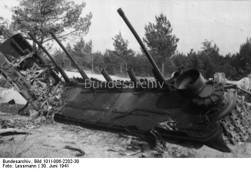 Destroyed Soviet Tank, 30 June 1941 worldwartwo.filminspector.com