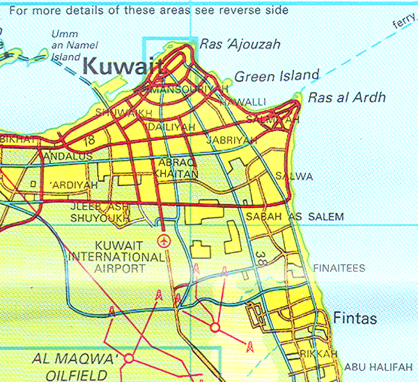 Mapa da cidade de Kuwait