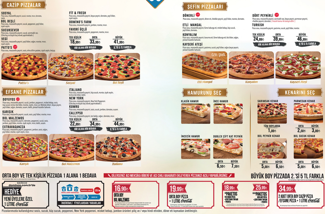 Dominos Pizza Menu