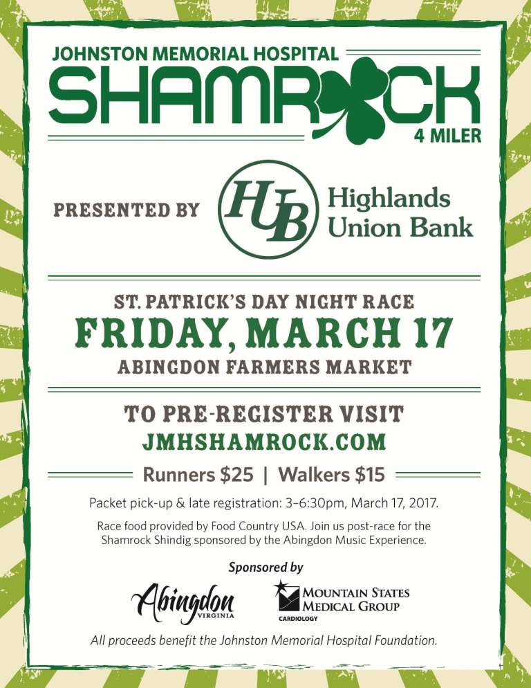 Town of Abingdon, Virginia Shamrock 4miler and Shamrock Shindig 31717