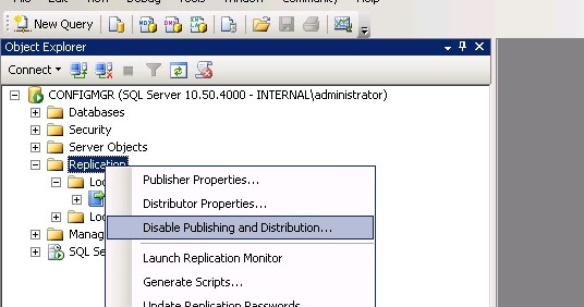 SCCM 2012: How to Disable SQL replication