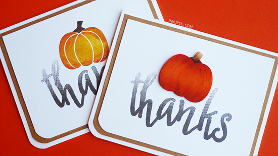 Fall Thanks pumpkin cards by Simon Hurley | Pick-a-Pumpkin stamp set by Newton's Nook Designs #newtonsnook #pumpkin