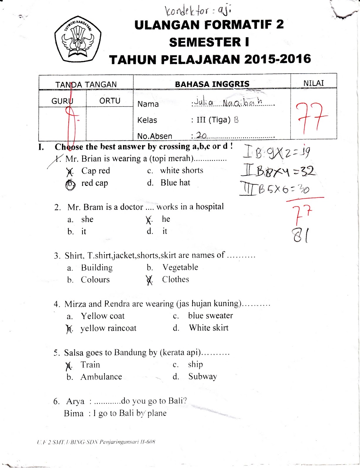 Soal Bahasa Inggris Kelas 1 Sd Semester 1 Pdf Download