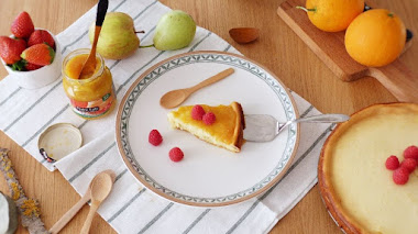 Tarta de queso con mermelada de naranja dulce