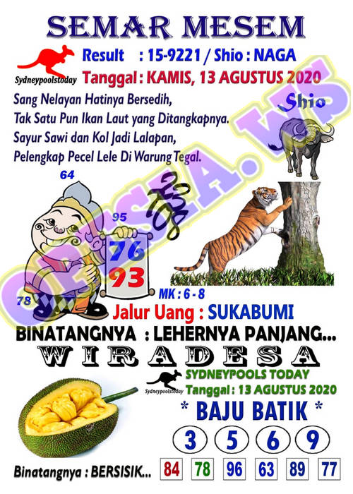 Syair Sydney Kamis 13 Agustus 2020 Royal Syair