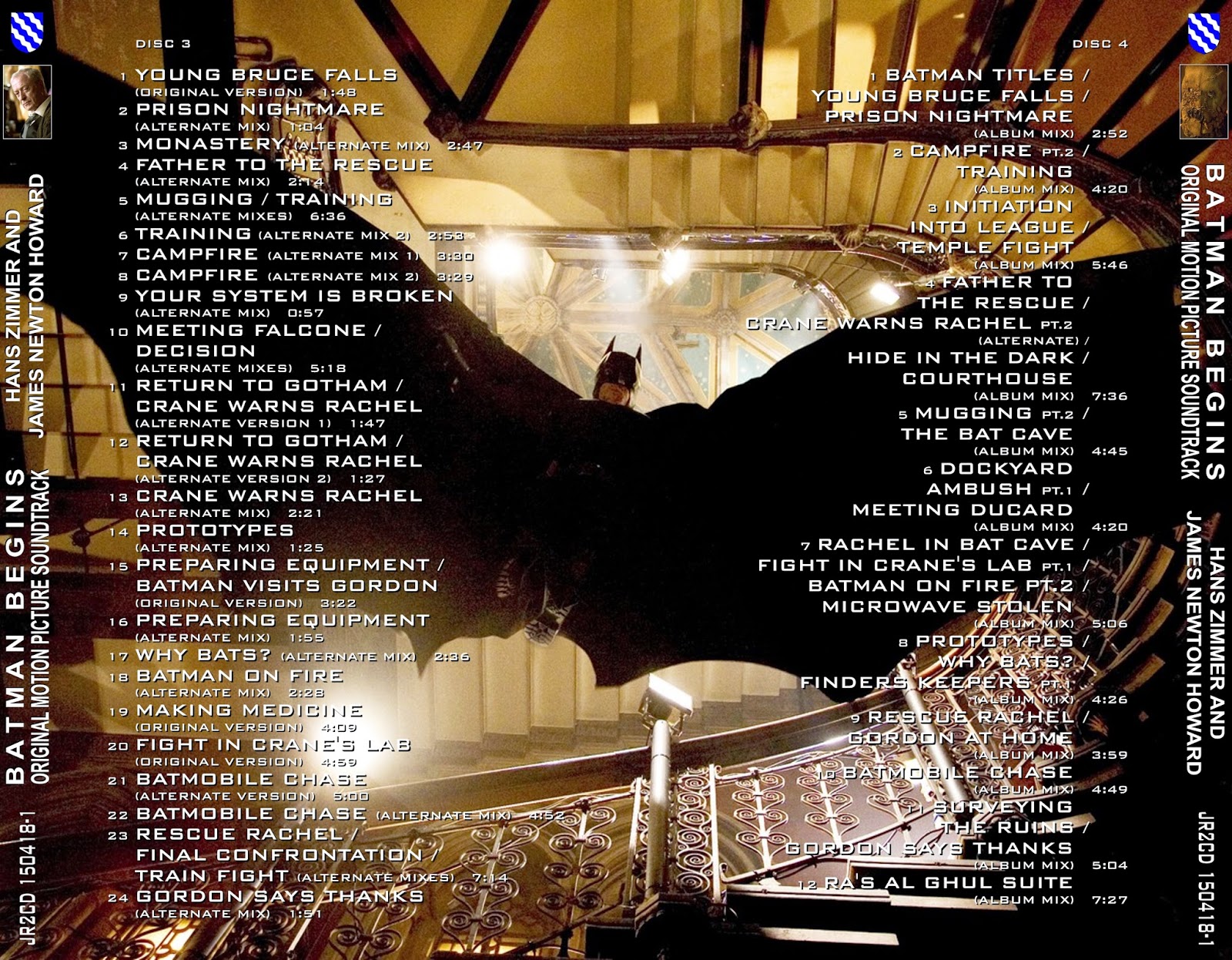 LE BLOG DE CHIEF DUNDEE: BATMAN BEGINS Expanded Score - Hans Zimmer / James  Newton Howard