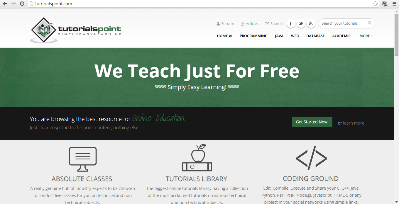 Tutorialpoint Blog 5 Popular Websites - Then and Now - TechTerabyte Blog
