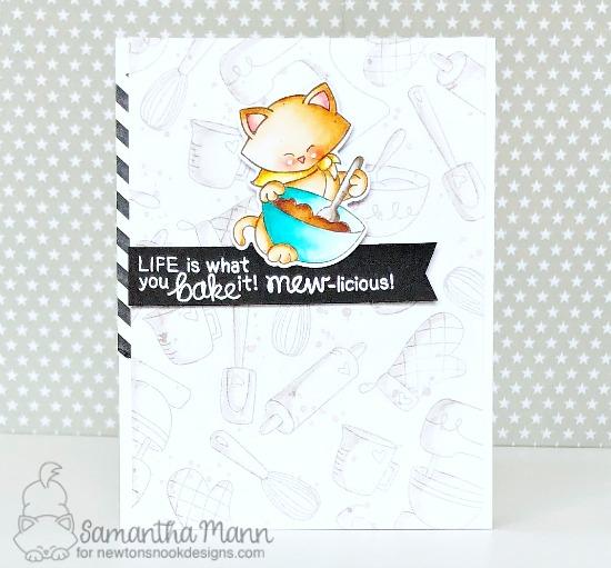 Cat Baking card by Samantha Mann | Newton's Kitchen and Made from Scratch Stamp Sets by Newton's Nook Designs #newtonsnook #handmade #kitchenstamps