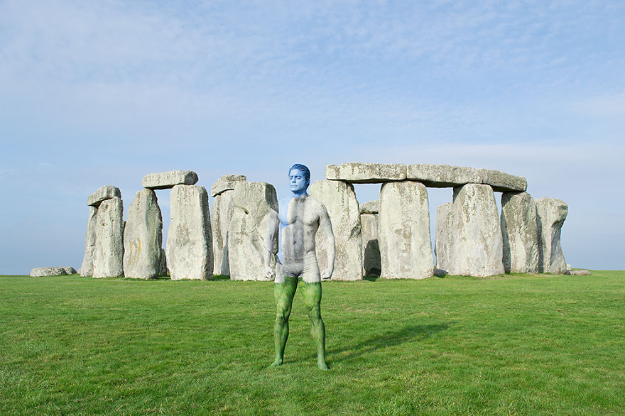 Stonehenge, UK - I  Camouflaged A Model Into The Seven Wonders Of The World