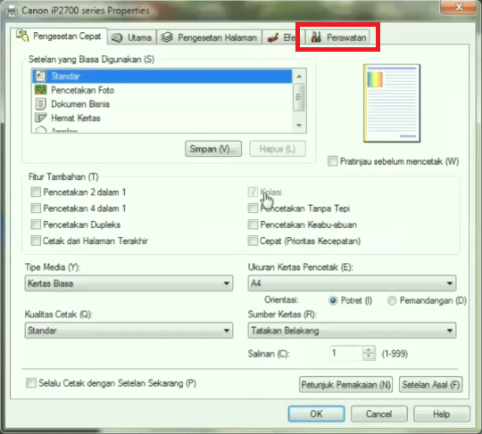 cara setting print warna hitam saja
