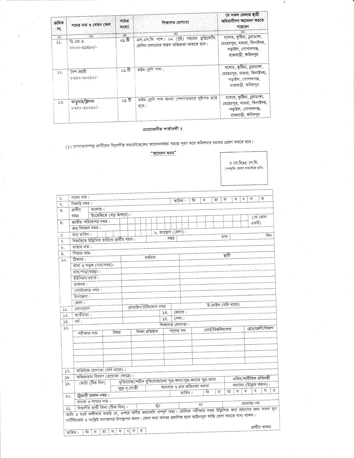 Customs, Excise and VAT commissionerate, Jessore Job Circular 2018