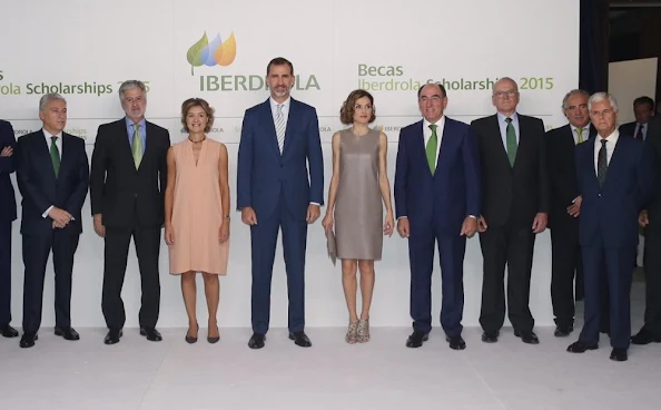 King Felipe of Spain and Queen Letizia of Spain, Ignacio Sanchez Galan and Isabel Garcia Tejerina deliver Iberdrola Foundation scholarships at casa de America