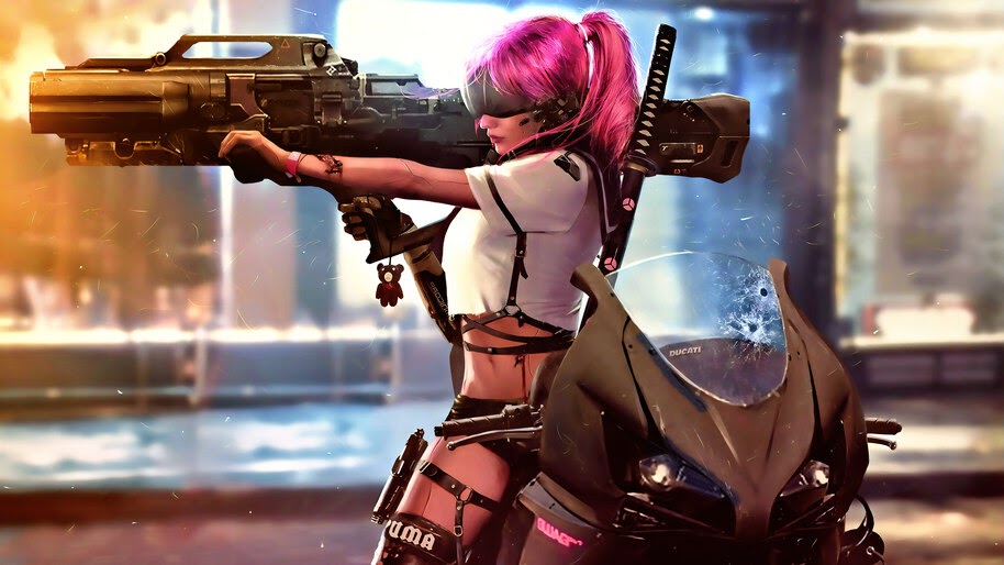 Cyberpunk, Girl, Cannon, Sci-Fi, 4K, #4.1065