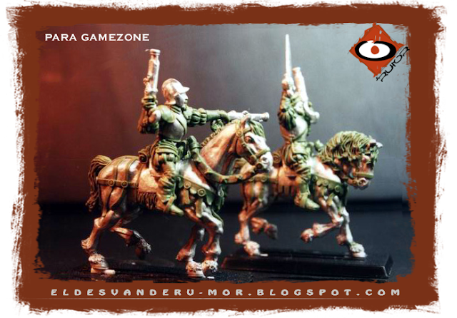 Miniaturas de los tercios del Imperio diseñadas y esculpidas por ªRU-MOR para gamezone a escala warhammer fantasy. Pistoleros o caballería ligera