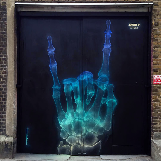 Shok-1 is currently in London, UK where he just finished working on a amazing new piece which was painted just off the busy Brick Lane.