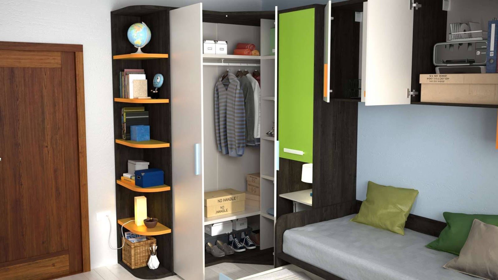 La vuelta al cole: Zona de almacenaje de ropa en dormitorio juvenil