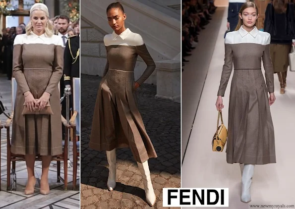 Crown Princess Mette Marit wore Fendi Dress from Fall Winter 2018-19 Collection