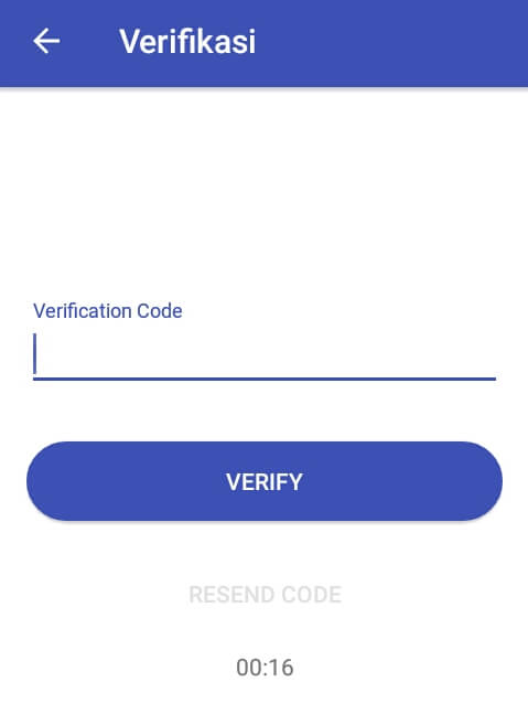 silahkan masukkan 6 digit kode verifikasi yang telah dikirimkan melalui Email Anda kemudian pilih "Verify".