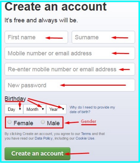 How to create facebook account with gmail