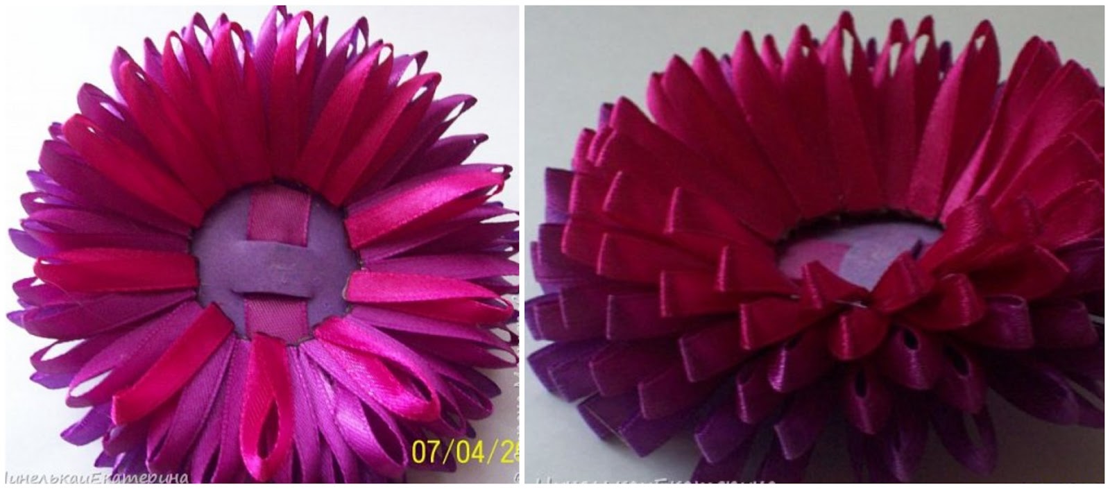 Cómo hacer hermosas flores pomposas con listón ~ lodijoella