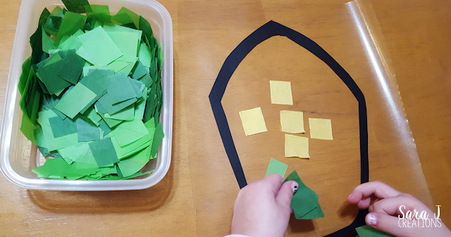 St. Patrick's Miter is the perfect craft for Catholic kids. This stained glass craft is perfect for decorating for St. Patrick's Day.