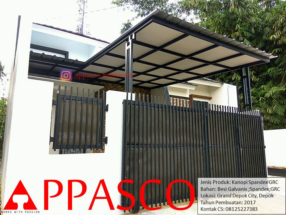 Kanopi Minimalis Atap Spandek Peredam GRC di Grand Depok
