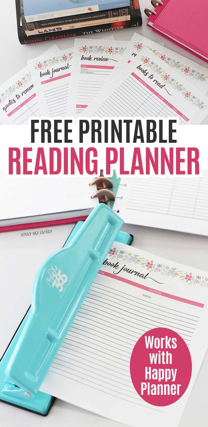 Free printable reading planner pages every book lover needs! These printable planner pages fit any sized planner even the Happy Planner. Includes 5 total pages with a reading log, book journal, reading list, quotes to remember, and book review. Perfect for book clubs or summer reading! #planners #happyplanner  #printables #reading #books