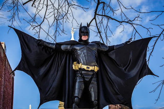 The Dark Knight, with wings spread The Dark Knight, with wings spread