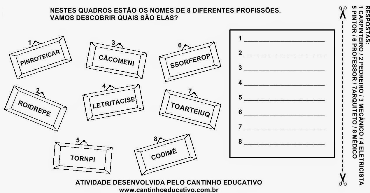 Dia Do Trabalho Seguido De Exemplos Das Profissões 4 Ano