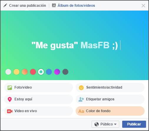 Cómo escribir con fondo de color en Facebook Cómo escribir con fondo de color en Facebook - MasFB