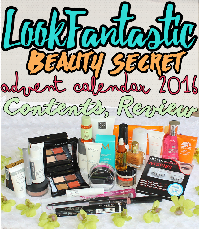 LookFantastic Advent Calendar 2016 Beauty Secret Vol 2 Review, Contents