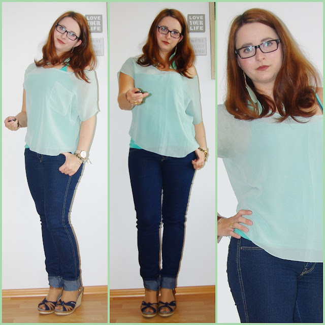 [Fashion] Play With My Mint: Chiffon Top & Jeans
