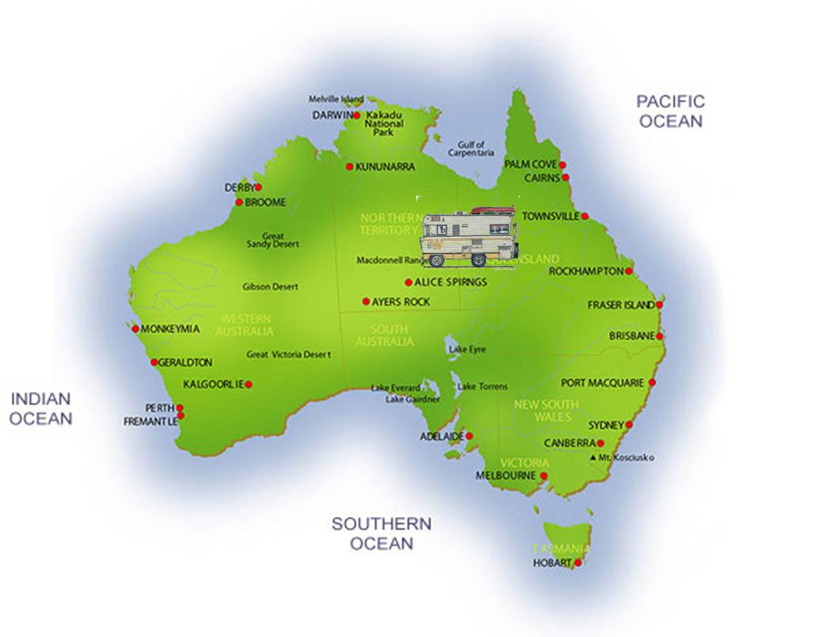 Карта австралии на английском языке