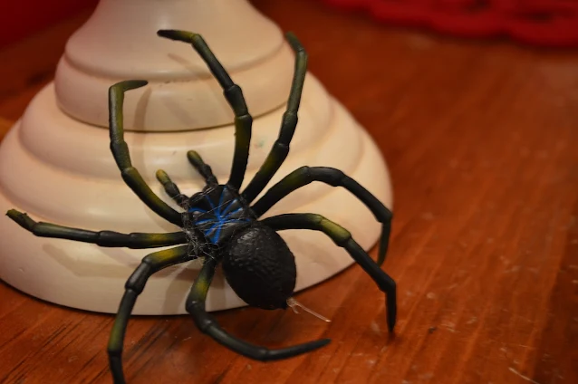 A large, scary rubber spider