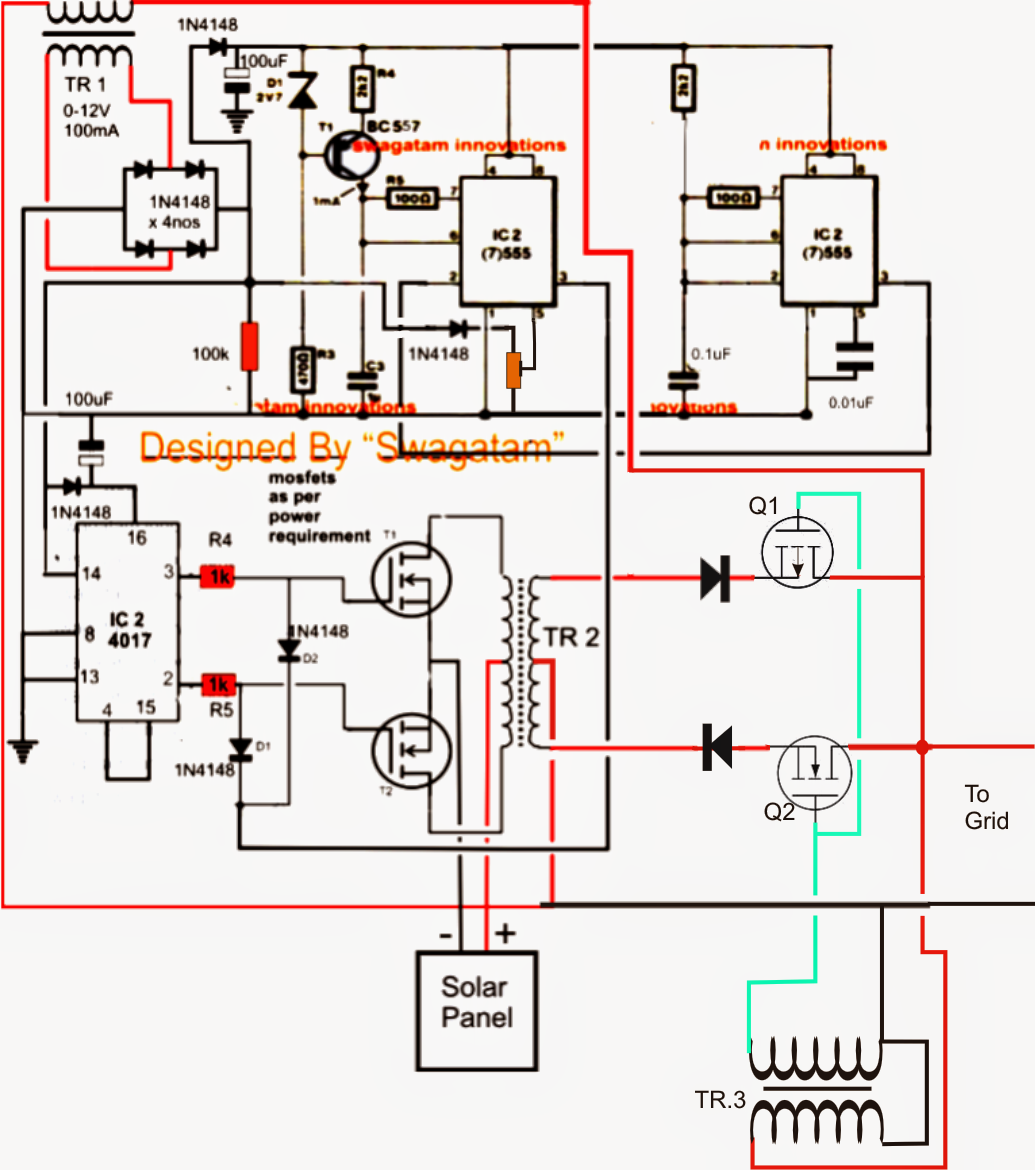 Homemade 100VA to 1000VA Grid-tie Inverter Circuit | Circuit Diagram Centre