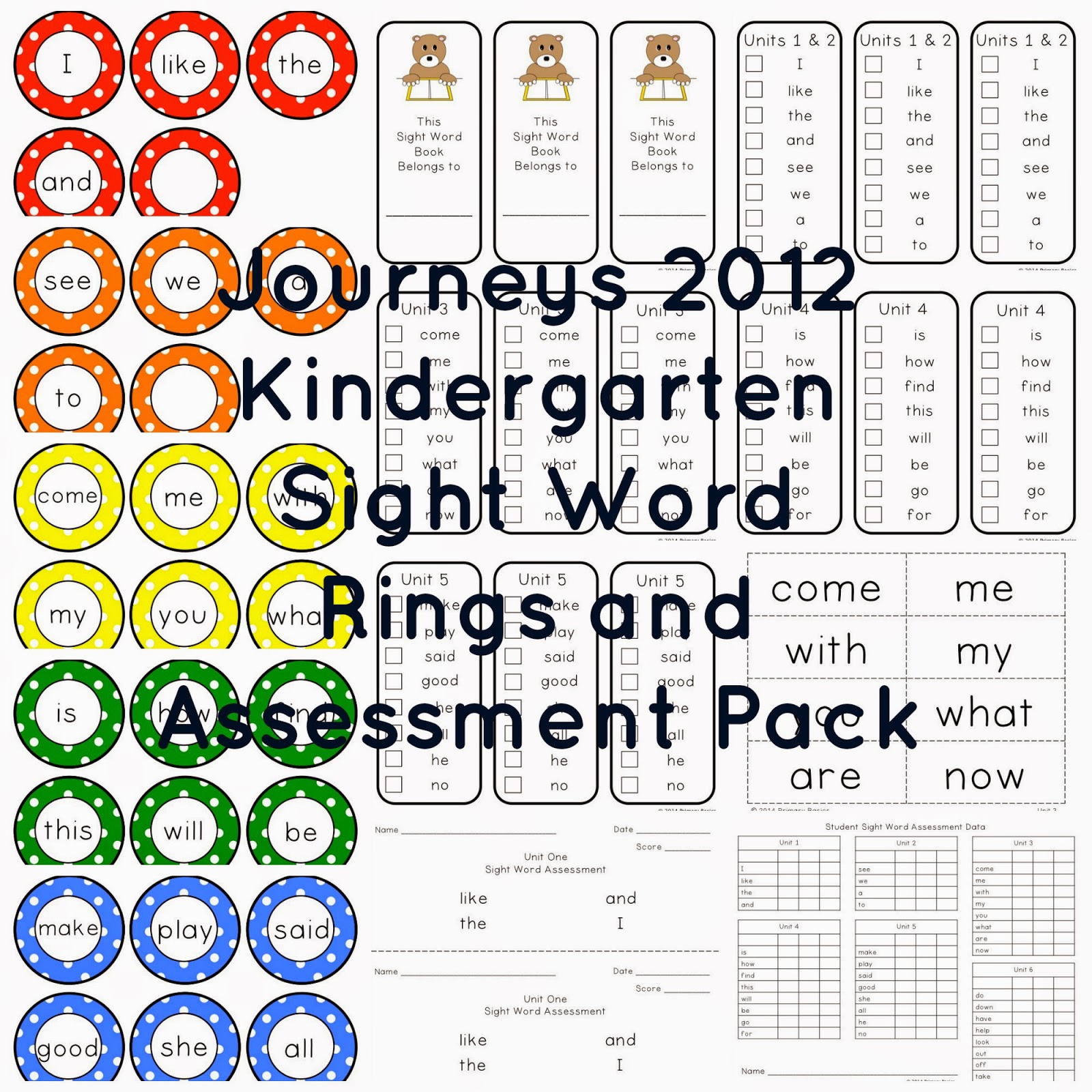 Primary Basics Journeys Kindergarten Sight Word Rings