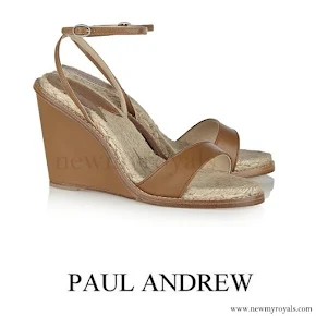 Queen Maxima wore PAUL ANDREW Hampton leather wedge sandals