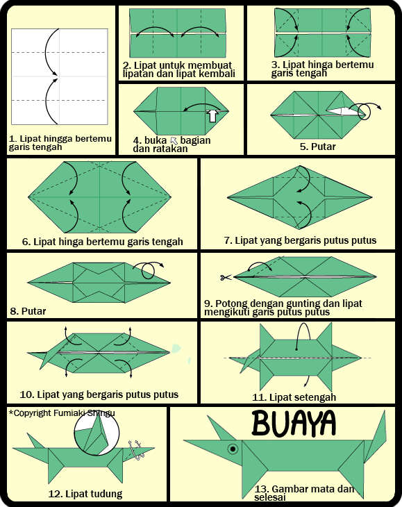 Cara Membuat Origami BUAYA Untuk Anak