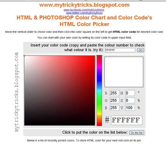Trickytricks Color Picker and Color code An easy way to find out