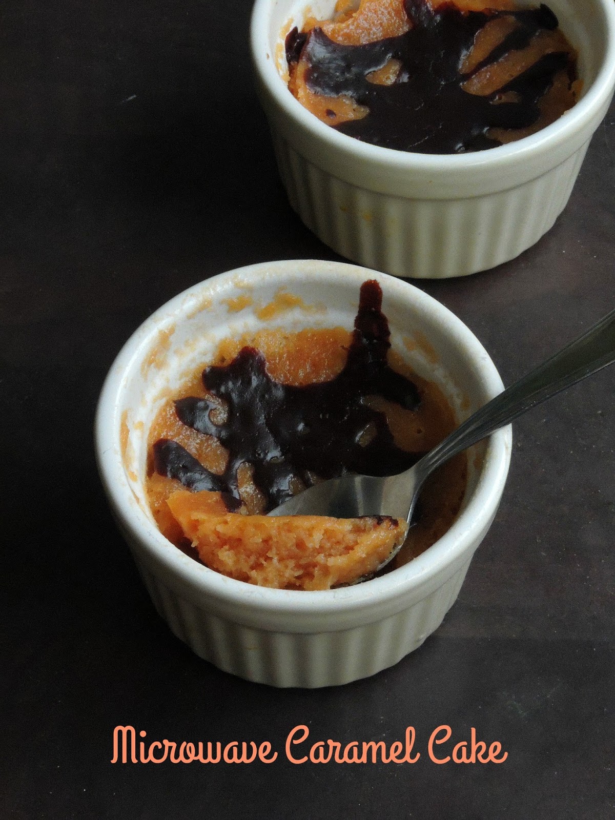 1 minute Microwave Eggless Caramel Cake Cook N Click