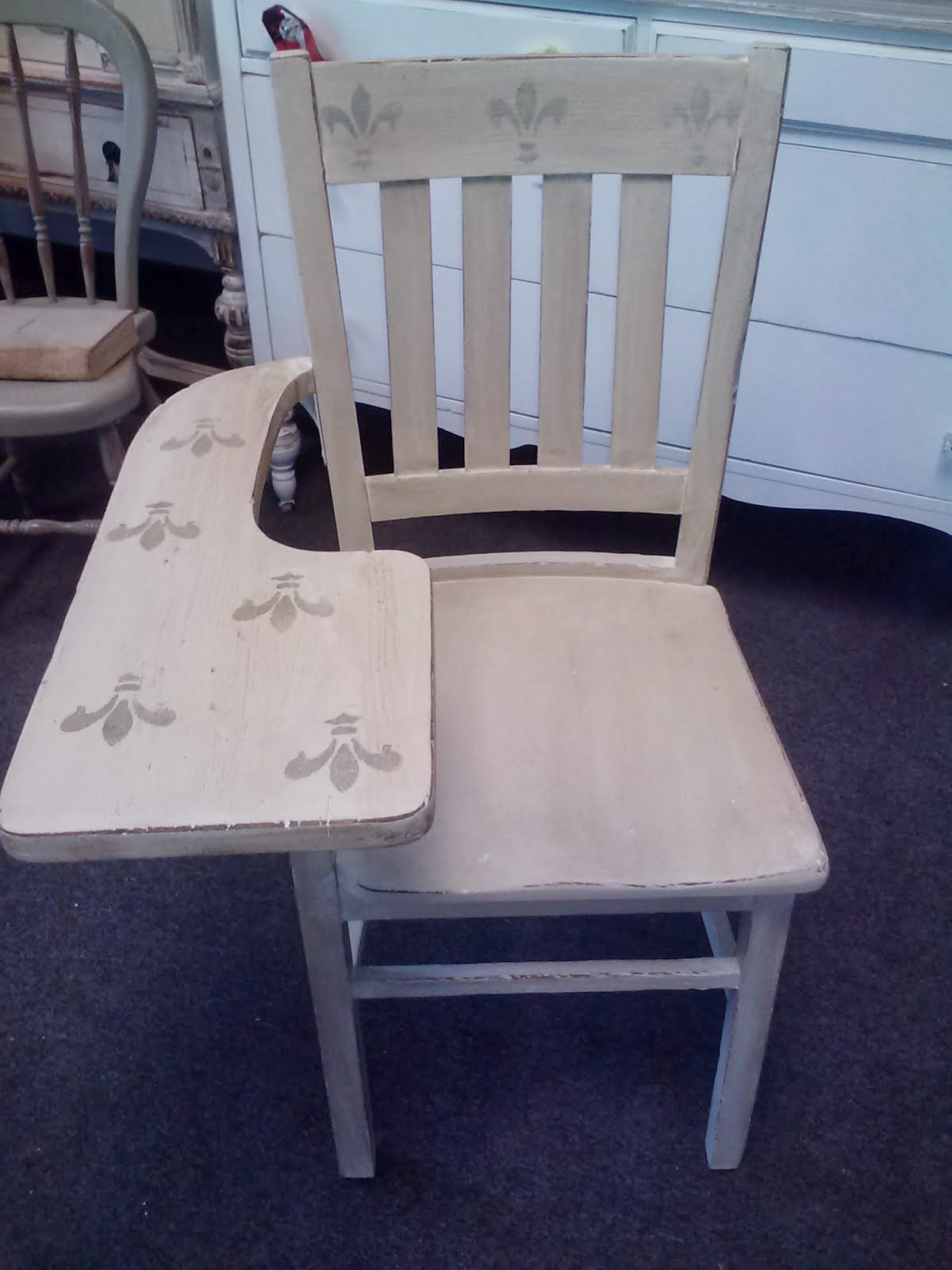 Vintage painted desk with chair set