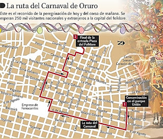 ruta del carnaval de Oruro