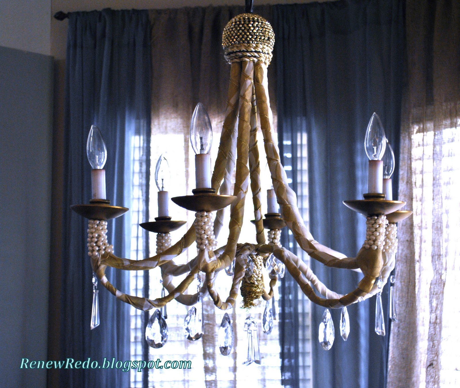 ReNew ReDo! Ribbon Wrapped Chandelier Redo