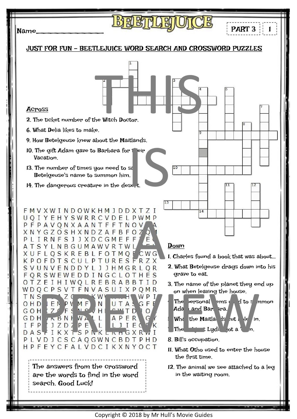 Beetlejuice Movie Guide + Activities (Color + Black & White) ~ Mr. Hull ...