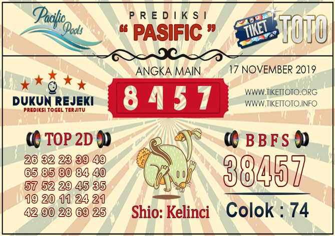 Prediksi Togel PASIFIC TIKETTOTO 17 NOVEMBER 2019