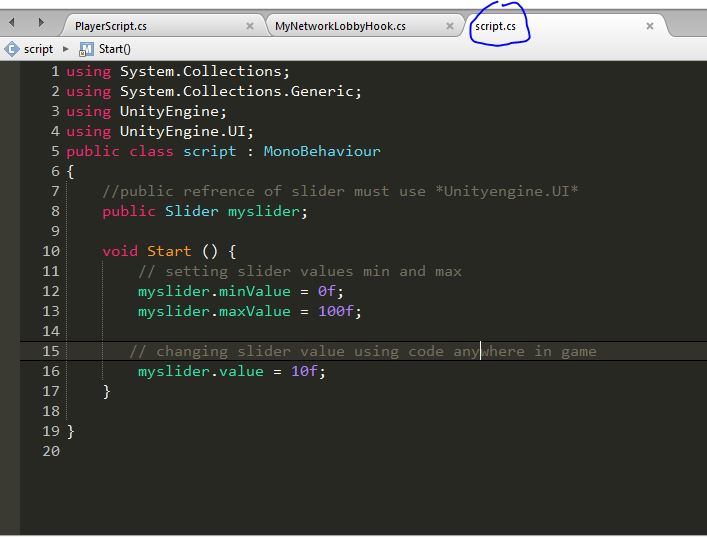 Tech Tutorials how to use slider in unity
