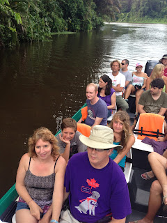 Mike, Gena and kids on a boat to Tortuguero